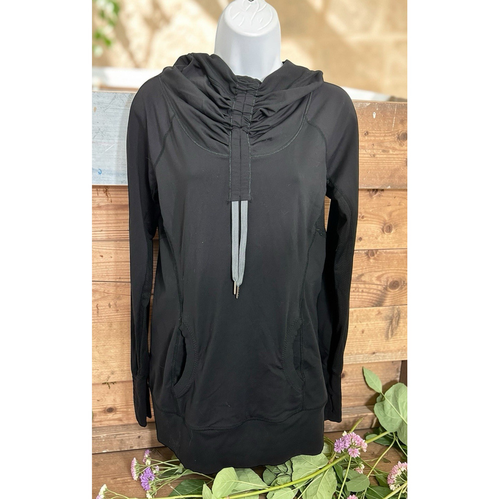 Lululemon Black Run Ambition Pullover Hoodie Top Women's Sz 8 Athletic Running - Picture 10 of 12